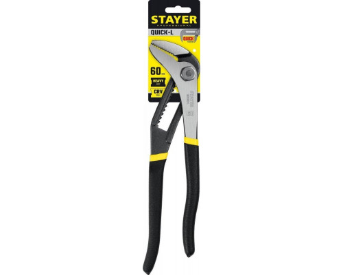 Клещи STAYER Quick-L переставные с быстрой регулировкой и прямыми губка 22370_z02