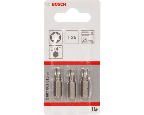 Бита для заворачивания BOSCH Extra Hard 25 мм T25 3шт 2607001615