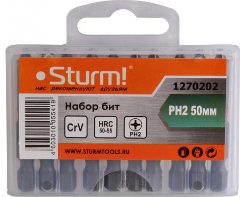 Набор бит Sturm 1 270 202 ph2x50мм, магнит. наконечник, 10 шт. 1270202