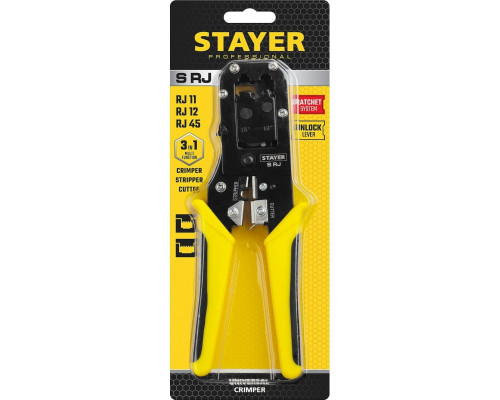 Пресс-клещи STAYER S-RJ кримпер универсальный, rj45, rj11/rj12, profession 22652