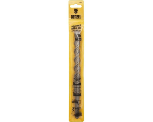 Бур SDS-plus Denzel Cobalt W-tip, 16x210 мм по бетону, двойная спираль 705037