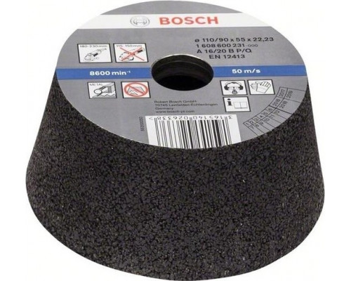 Чашка конусная шлифовальная по металлу BOSCH 110х90х55 М14; P 16 1608600231