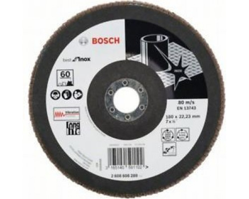Круг лепестковый торцевой BOSCH 180 мм Р60 Best for Inox 2608608289