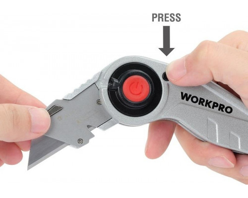 Нож складной WORKPRO WP211009 со сменными лезвиями и подсветкой