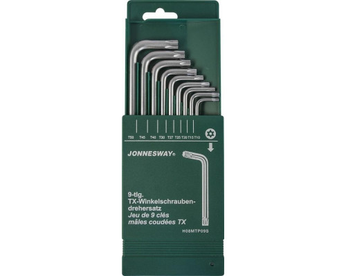 Набор ключей TORX JONNESWAY H08MTP09S с центрированным штифтом Т10-50, 9 предметов 047100