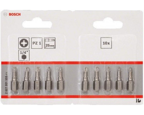 Бита для заворачивания BOSCH Extra Hard 25 мм PZ1 10шт 2607001555