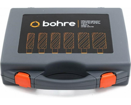 Набор сверл по металлу корончатых Bohre HSS 25-35х50 мм (7 предметов) с хв. weldon 19 мм (3/4'') КБ003626