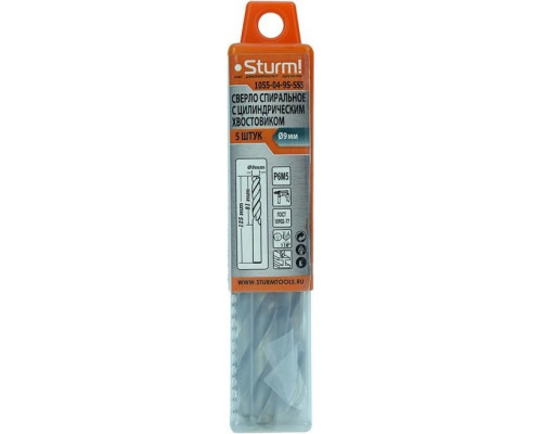 Сверло по металлу Sturm 1055-04-9S5-SS5 9,5х125 мм, 5 шт.