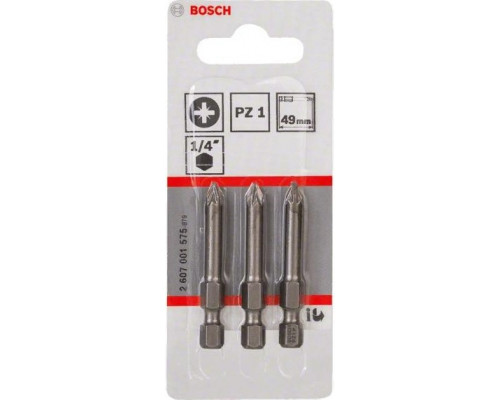 Бита для заворачивания BOSCH Extra Hard 49 мм PZ1 3шт 2607001575
