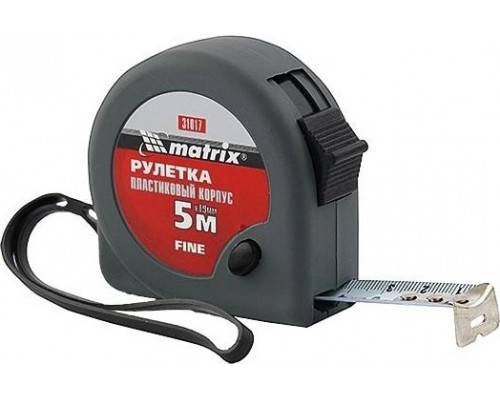 Рулетка MATRIX 5 м х 19 мм fine, пластиковый корпус 31017