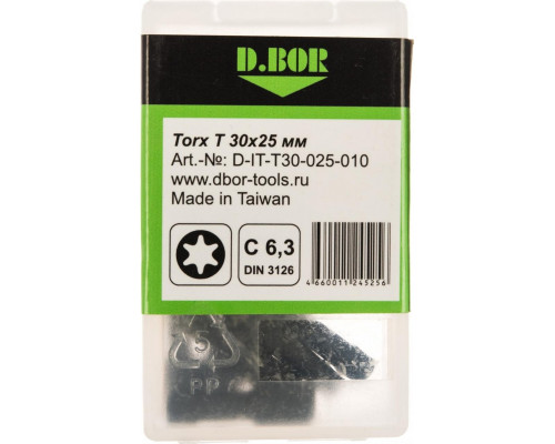 Бита для заворачивания D.BOR IMPACT Torsion TORX 30, 25 мм (арт. d-it-t30-025-010) (10 шт.) D03-DITT30025010