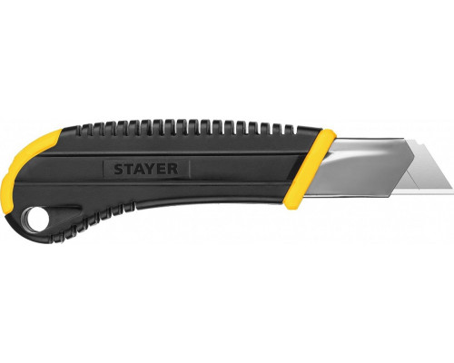 Нож для строительных работ STAYER HERCULES-25 с винтовым фиксатором, сегментное лезвие 25 мм
