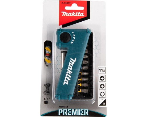 Набор бит и насадок MAKITA E-03567 IMPACT PREMIER 11 предметов 25 мм, c-form E-03567