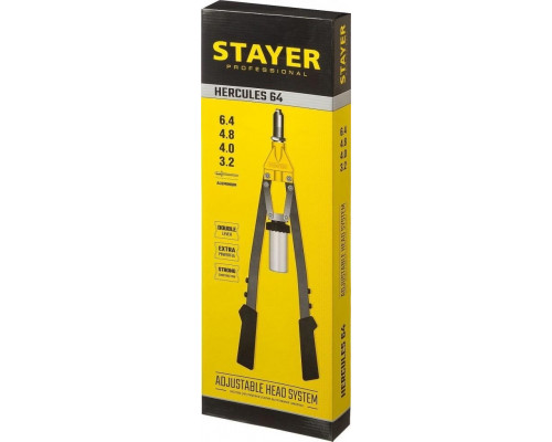 Клепальник STAYER HERCULES-64 двуручный усиленный, 3106, 3.2-6.4 мм-алюминий, pr 3106_z01