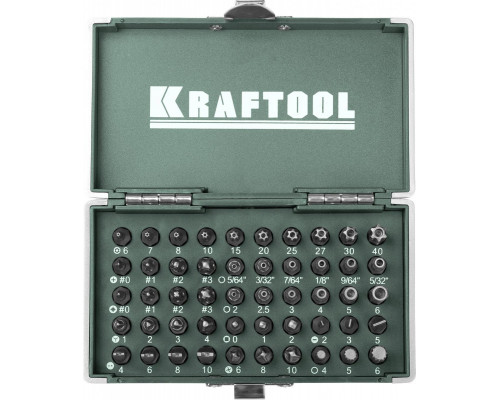 Набор бит KRAFTOOL X-Drive кованых, торсионных, cr-mo, 50 пред, в боксе 26065-H50
