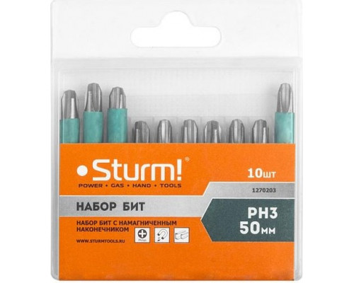 Набор бит Sturm 1 270 203 ph3х50мм, магнит. наконечник, 10 шт. 1270203