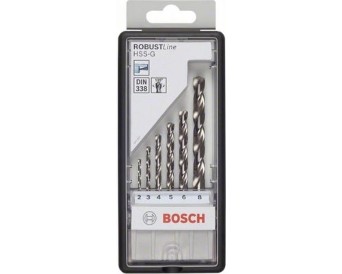 Набор сверл по металлу BOSCH HSS-G 6 шт Robust Line D2-8 2607010529