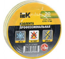 Изолента IEK ПВХ 0.18х19мм желт./зел. (рул. 20м) UIZ-20-10-K52