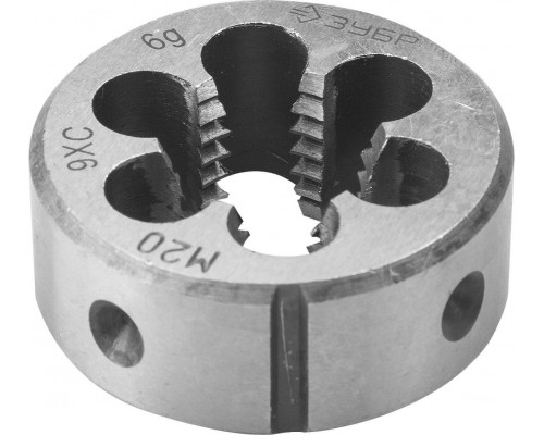 Плашка ЗУБР круглая ручная м20x2.5мм, сталь 9хс 4-28022-20-2.5