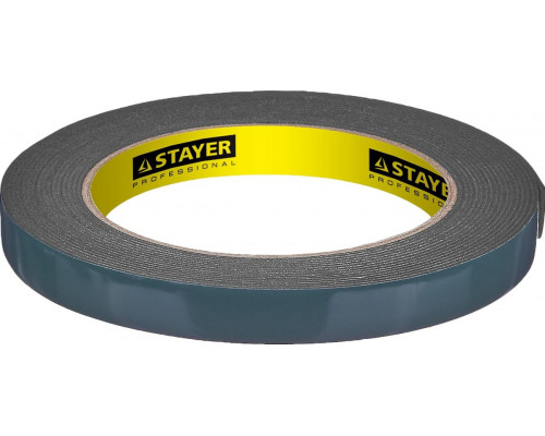 Клеящая лента STAYER PROFESSIONAL двухсторонняя на вспененной основе, черная, 12ммх5 12233-12-05