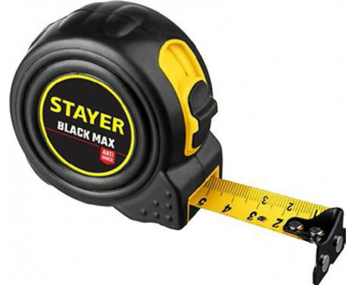 Рулетка STAYER BlackMax 3 / 16мм в ударостойком полностью обрезиненном корпу 3410-03_z02