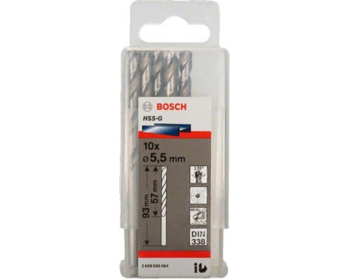 Сверло по металлу BOSCH HSS-G 5.5 мм 10шт 2608595064