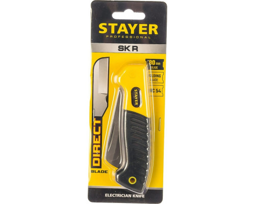 Нож строительный складной STAYER SK-R монтерский, прямое лезвие, Professional 45408