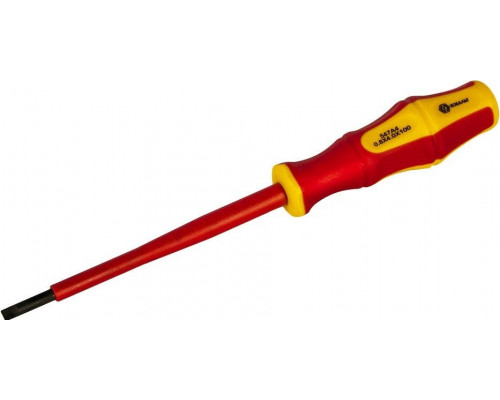 Отвертка диэлектрическая шлицевая Кобальт 646-447 ultra grip sl 4,0х100 мм cr-v, двухкомпонентная ру