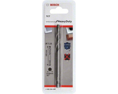 Центрирующее сверло BOSCH 7,15х105 мм TCT PRO 2608594260
