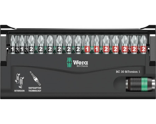 Набор насадок WERA Bit-Check 30 BiTorsion 1 30 предметов WE-057430 WE-057430