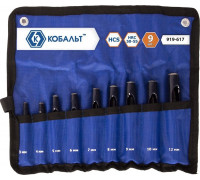 Зубило Кобальт 919-617 набор просечек 3,4,5,6,7,8,9,10,12 мм (9 шт.) чехо