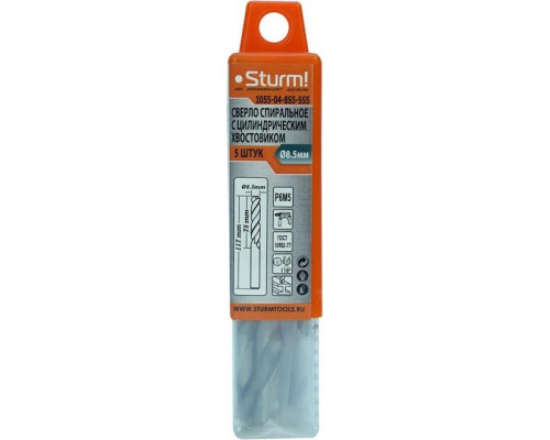 Сверло по металлу Sturm 1055-04-8S5-SS5 8,5х117мм, 5 шт.