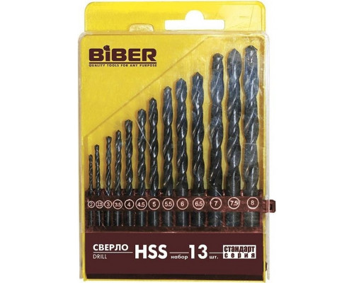 Набор сверл по металлу Biber 74132 HSS стандарт 2,0-8,0мм (13шт.) тов-042028
