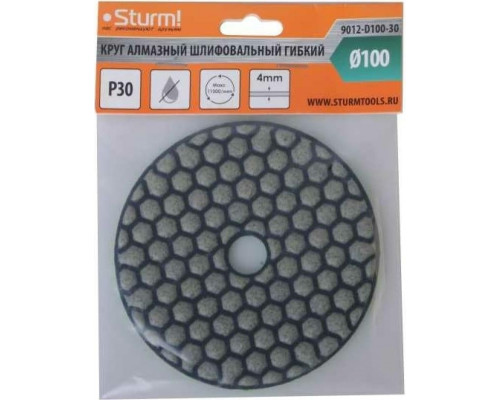 Шлифовальный круг по камню Sturm 9012-D100-30 алмазный гибкий, 100 мм, p30, сухое шлиф.