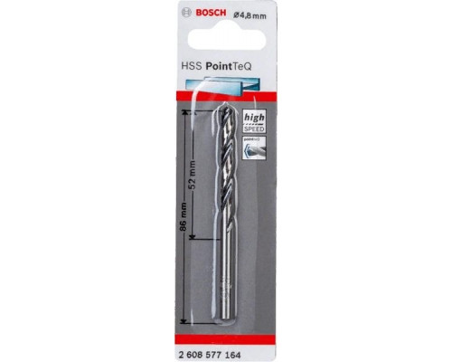 Сверло по металлу BOSCH HSS PointTeQ 4.8 мм 2608577164