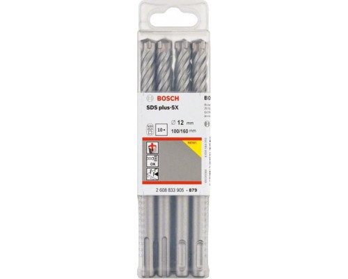 Бур SDS-plus BOSCH 5X 12x100x160 мм 10 шт 2608833905