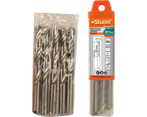 Сверло по металлу Sturm 1055-04-11S-SS5 11,0х142 мм, 5 шт.