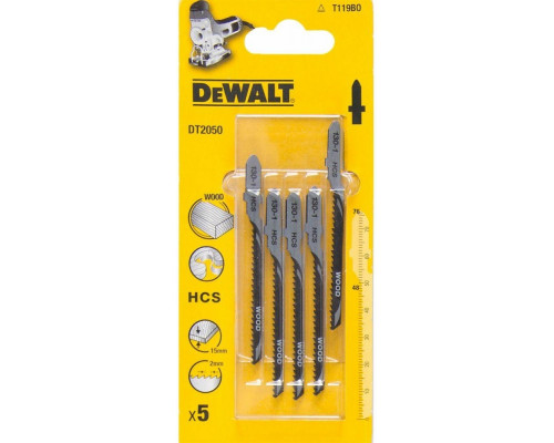Пилки по дереву DeWALT HCS T119BO 82х54х2.0х15мм (5 шт) DT2050-QZ DT2050-QZ