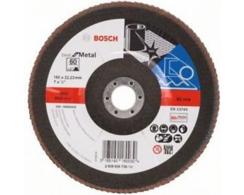 Круг лепестковый торцевой BOSCH 180 мм Р60 Best for Metal 2608606738