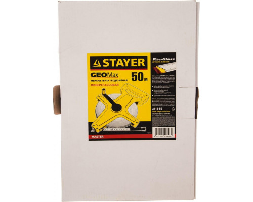 Рулетка STAYER GEOMax мерная лента Master фиберглассовое полотно, 50 м 3418-50