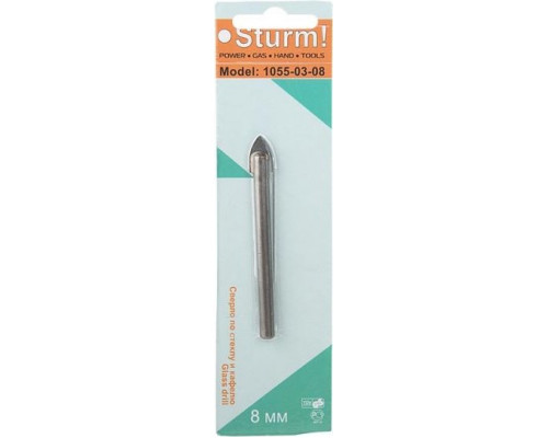 Сверло по стеклу и керамике Sturm 1055-03-08 круглый хвостовик, 2 грани