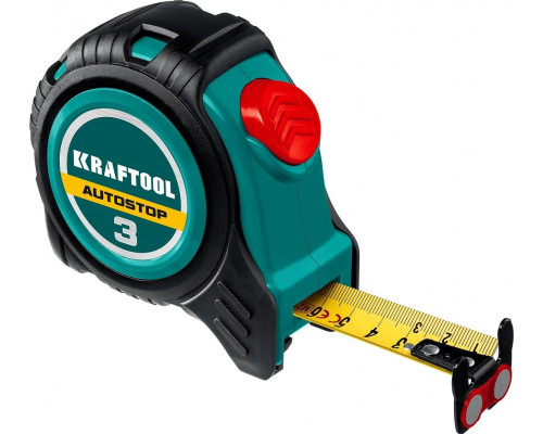 Рулетка KRAFTOOL AutoStop 3 м/16 мм профессиональная с автостопом 3412-3-16