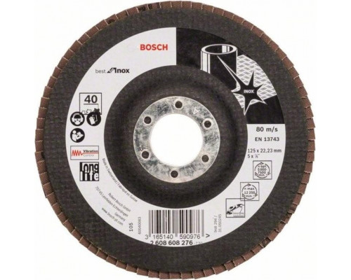 Круг лепестковый торцевой BOSCH 125 мм Р40 Best for Inox 2608608276