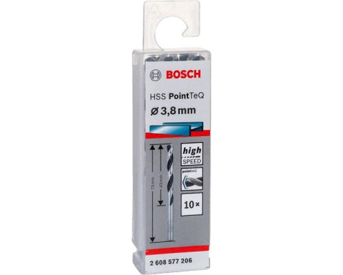 Сверло по металлу BOSCH HSS PointTeQ 3.8 мм 10шт 2608577206