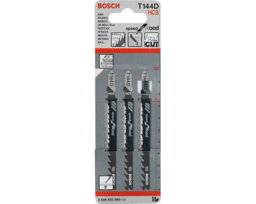 Пилки по дереву BOSCH T144D (3 шт.) 2608630560