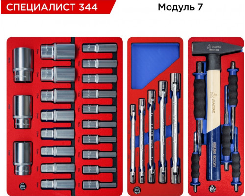 Тележка инструментальная МАСТАК СПЕЦИАЛИСТ 344 с набором инструментов 344 пр, синяя