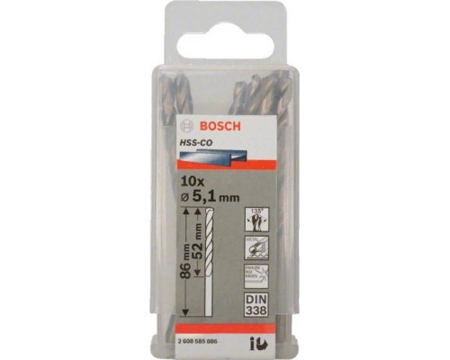 Сверло по металлу BOSCH HSS-CO 5.1 мм 10шт 2608585886