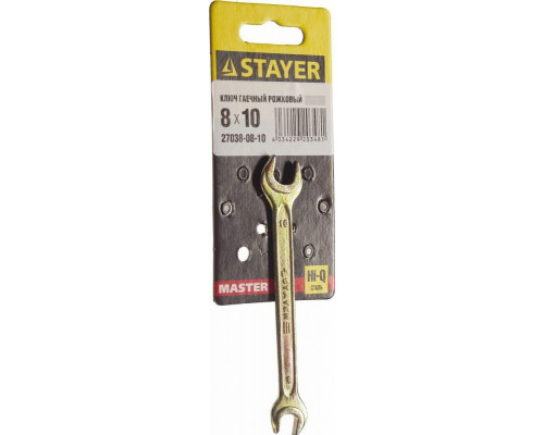 Ключ рожковый STAYER MASTER гаечный 8x10 мм, 27038-08-10