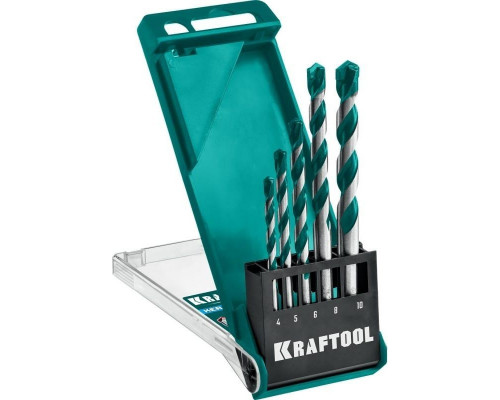 Набор сверл по керамограниту KRAFTOOL KERAMO с твердосплавной пластиной, 5 шт.(4-10мм) 29175-H5