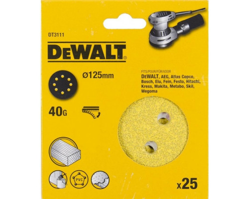 Круг шлифовальный на липучке DeWALT DT3111-QZ 125 мм, 8 отв. G40